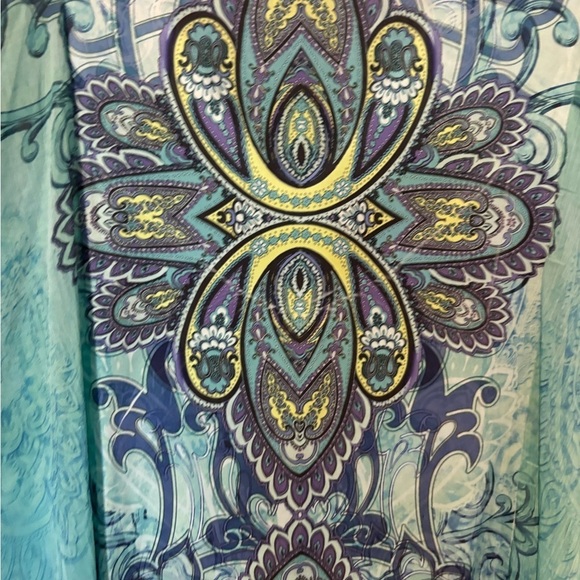 NWOT One World Knit Top With Butterfly Style Chiffon Sleeves - Picture 6 of 7